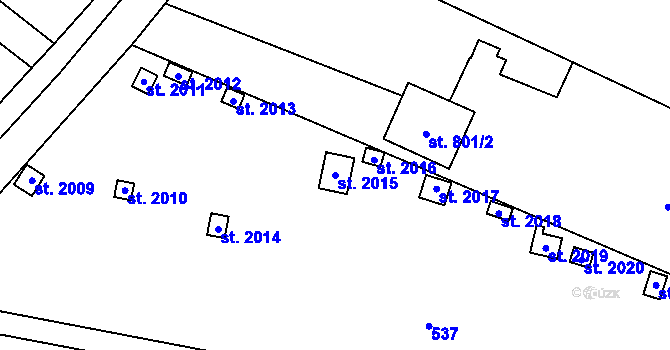 Parcela st. 2015 v KÚ Uničov, Katastrální mapa