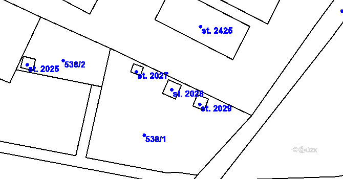 Parcela st. 2028 v KÚ Uničov, Katastrální mapa