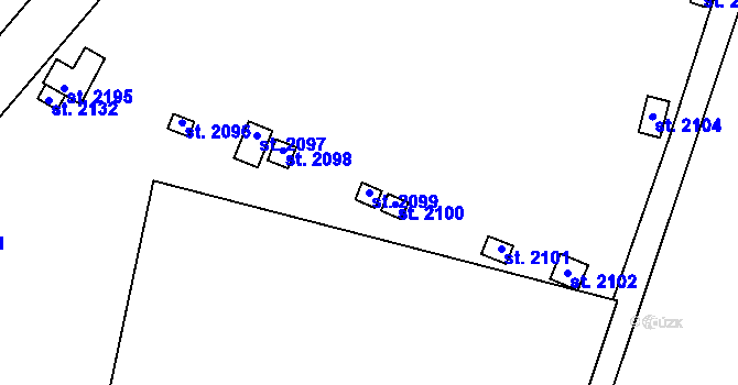 Parcela st. 2099 v KÚ Uničov, Katastrální mapa