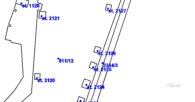 Parcela st. 2126 v KÚ Uničov, Katastrální mapa