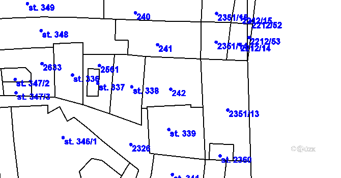 Parcela st. 242 v KÚ Uničov, Katastrální mapa