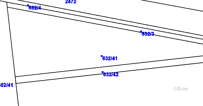 Parcela st. 632/3 v KÚ Uničov, Katastrální mapa