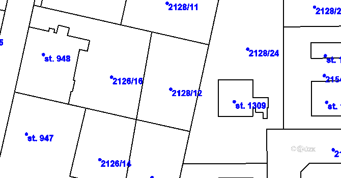 Parcela st. 2128/12 v KÚ Uničov, Katastrální mapa