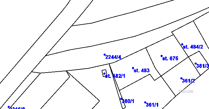 Parcela st. 2244/4 v KÚ Uničov, Katastrální mapa