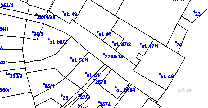 Parcela st. 2244/18 v KÚ Uničov, Katastrální mapa