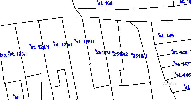 Parcela st. 2518/3 v KÚ Uničov, Katastrální mapa