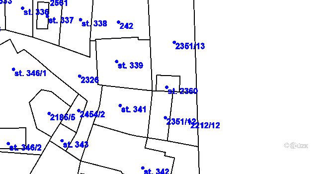 Parcela st. 2360 v KÚ Uničov, Katastrální mapa