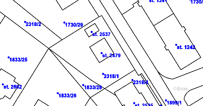 Parcela st. 2479 v KÚ Uničov, Katastrální mapa