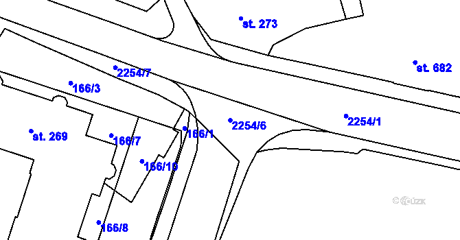 Parcela st. 2254/6 v KÚ Uničov, Katastrální mapa