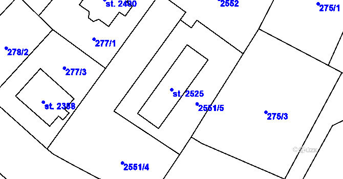 Parcela st. 2525 v KÚ Uničov, Katastrální mapa
