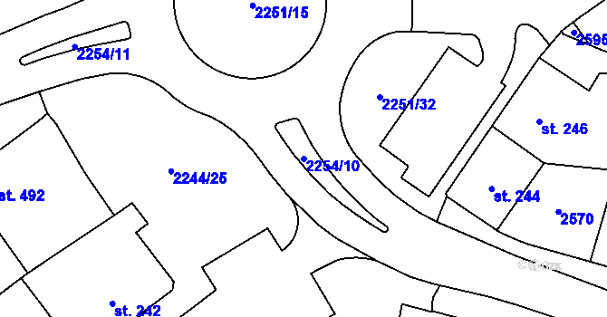 Parcela st. 2254/10 v KÚ Uničov, Katastrální mapa