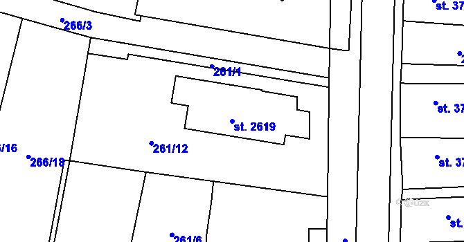 Parcela st. 2619 v KÚ Uničov, Katastrální mapa