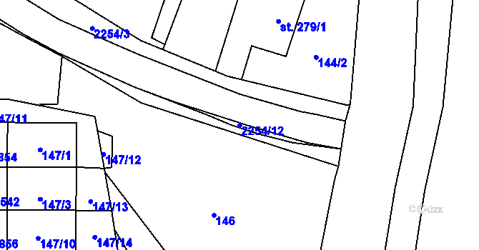 Parcela st. 2254/12 v KÚ Uničov, Katastrální mapa