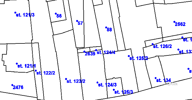 Parcela st. 124/4 v KÚ Uničov, Katastrální mapa