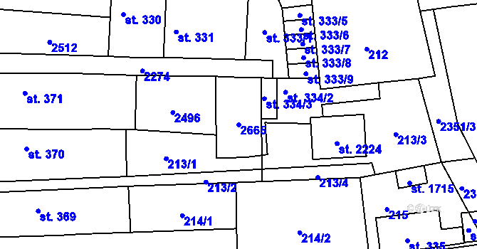 Parcela st. 2665 v KÚ Uničov, Katastrální mapa