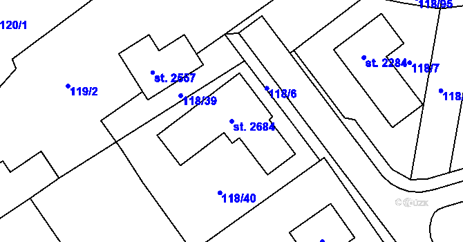 Parcela st. 2684 v KÚ Uničov, Katastrální mapa