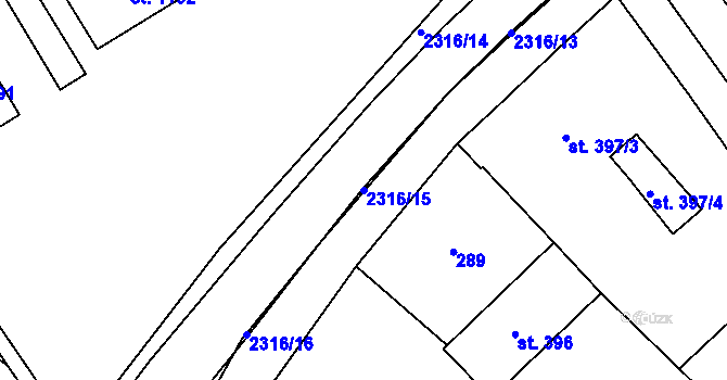 Parcela st. 2316/15 v KÚ Uničov, Katastrální mapa
