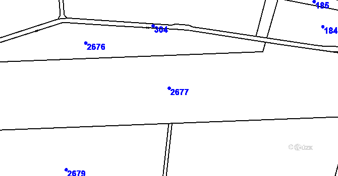 Parcela st. 2677 v KÚ Uničov, Katastrální mapa