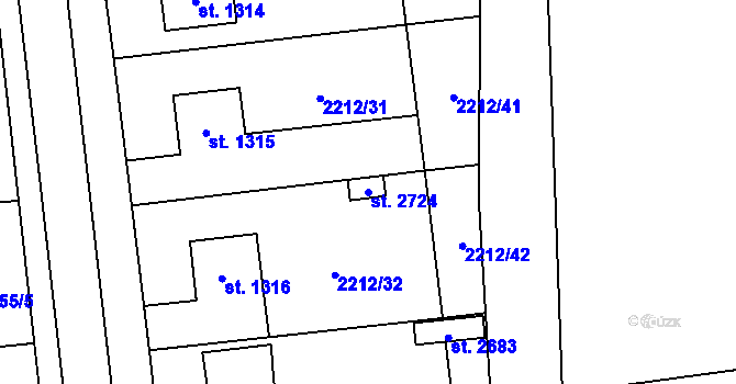 Parcela st. 2724 v KÚ Uničov, Katastrální mapa