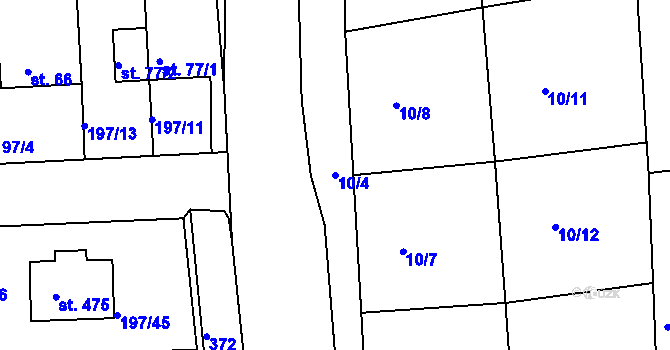 Parcela st. 10/4 v KÚ Brníčko, Katastrální mapa
