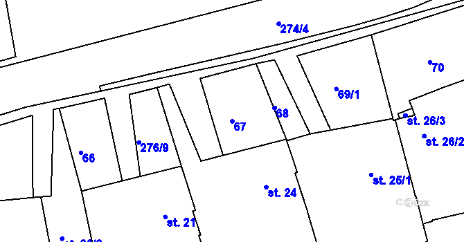 Parcela st. 67 v KÚ Brníčko, Katastrální mapa