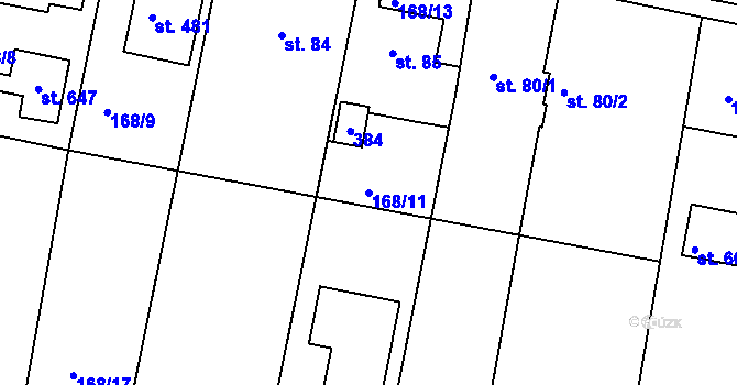 Parcela st. 168/11 v KÚ Brníčko, Katastrální mapa