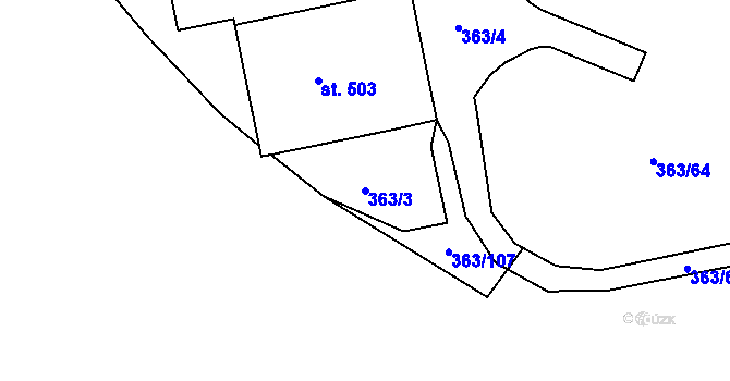 Parcela st. 363/3 v KÚ Brníčko, Katastrální mapa