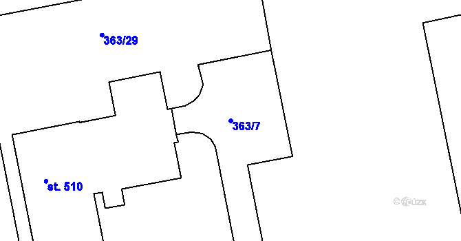 Parcela st. 363/7 v KÚ Brníčko, Katastrální mapa