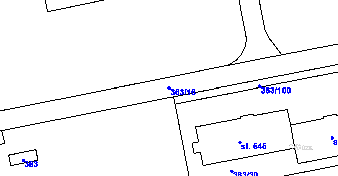 Parcela st. 363/16 v KÚ Brníčko, Katastrální mapa