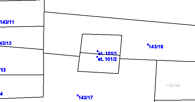 Parcela st. 101/1 v KÚ Brníčko, Katastrální mapa