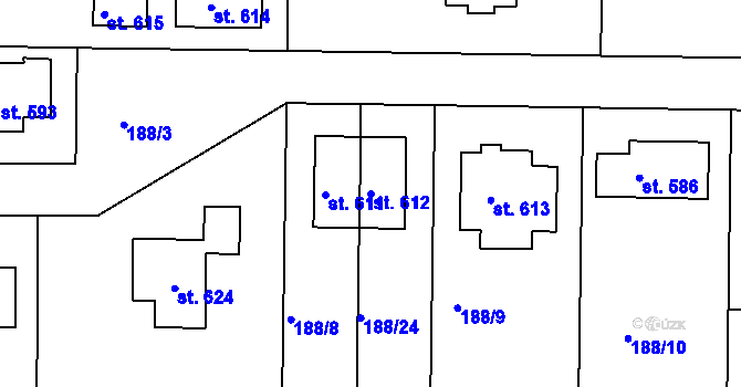 Parcela st. 612 v KÚ Brníčko, Katastrální mapa