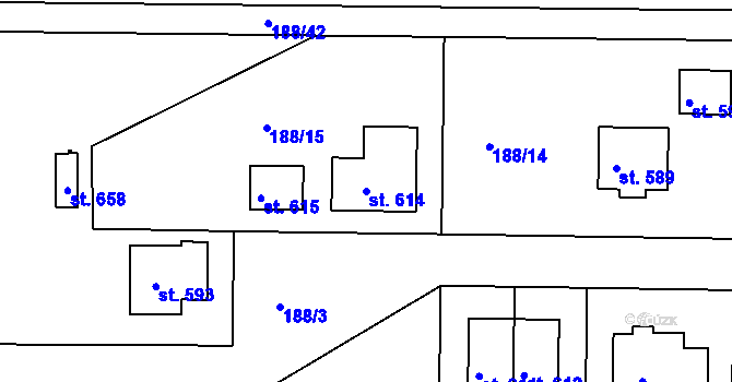 Parcela st. 614 v KÚ Brníčko, Katastrální mapa