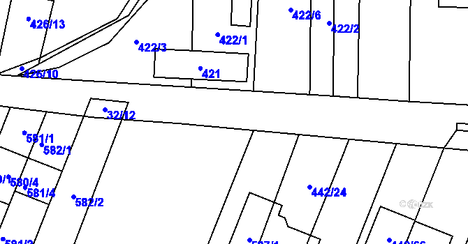 Parcela st. 32/9 v KÚ Unkovice, Katastrální mapa