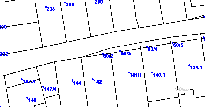 Parcela st. 60/2 v KÚ Unkovice, Katastrální mapa