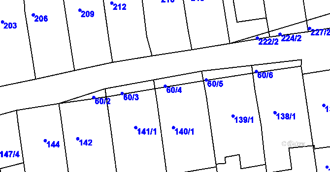 Parcela st. 60/4 v KÚ Unkovice, Katastrální mapa