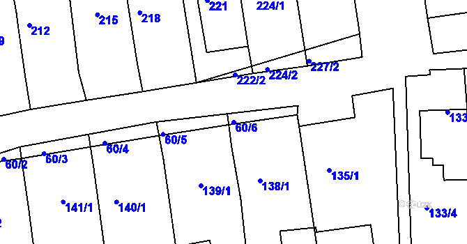 Parcela st. 60/6 v KÚ Unkovice, Katastrální mapa
