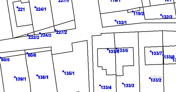 Parcela st. 134/1 v KÚ Unkovice, Katastrální mapa