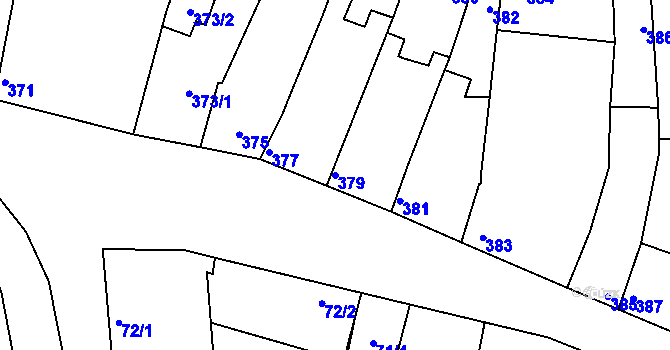 Parcela st. 379 v KÚ Unkovice, Katastrální mapa
