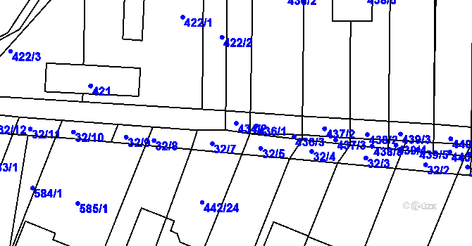 Parcela st. 434/2 v KÚ Unkovice, Katastrální mapa