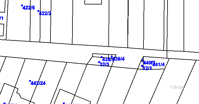Parcela st. 438/2 v KÚ Unkovice, Katastrální mapa