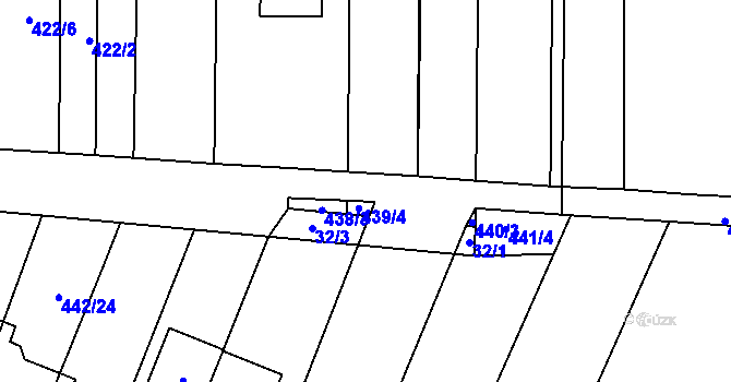 Parcela st. 439/3 v KÚ Unkovice, Katastrální mapa