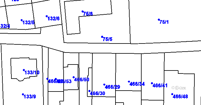 Parcela st. 466/28 v KÚ Unkovice, Katastrální mapa