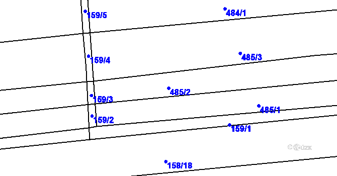 Parcela st. 485/2 v KÚ Unkovice, Katastrální mapa