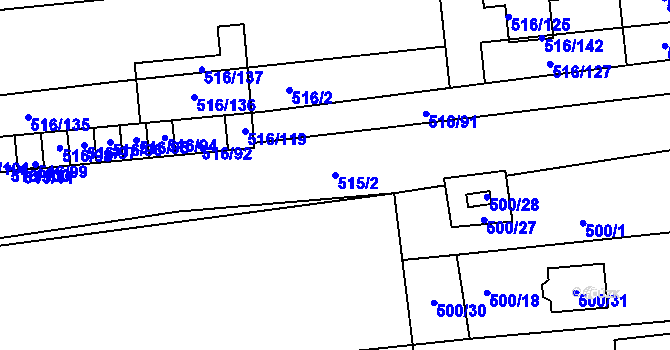 Parcela st. 515/2 v KÚ Unkovice, Katastrální mapa