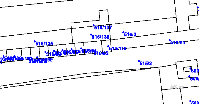 Parcela st. 515/4 v KÚ Unkovice, Katastrální mapa