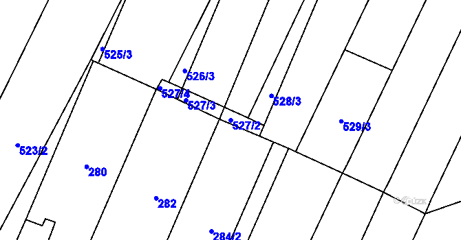 Parcela st. 527/2 v KÚ Unkovice, Katastrální mapa