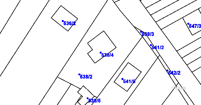 Parcela st. 538/4 v KÚ Unkovice, Katastrální mapa