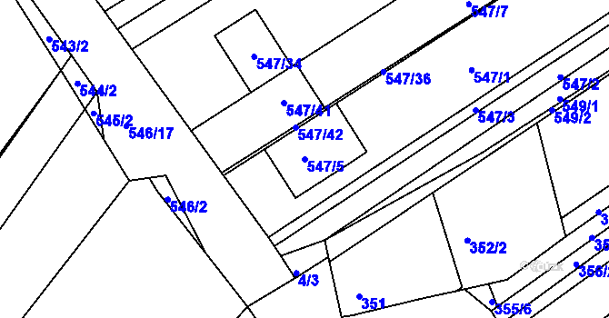 Parcela st. 547/5 v KÚ Unkovice, Katastrální mapa