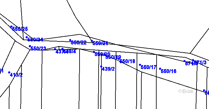 Parcela st. 550/19 v KÚ Unkovice, Katastrální mapa