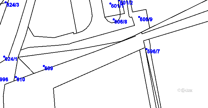 Parcela st. 611/3 v KÚ Unkovice, Katastrální mapa
